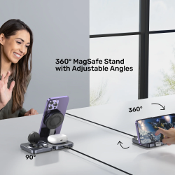 Unitek Charge Wireless Qi2 15W Foldable 3-in-1 Charging Station - P1300A - Wireless Qi2 15W Foldable 3-in-1