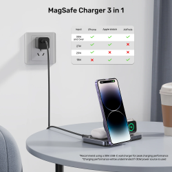 Unitek Charge Wireless Qi2 15W Foldable 3-in-1 Charging Station - P1300A - Wireless Qi2 15W Foldable 3-in-1
