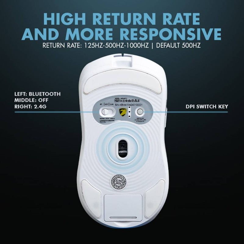 Armaggeddon Gaming Mouse - MIRAGE-V - Wired+2.4G+BT Recharge 5B White — Buy in Cyprus with Fast Delivery