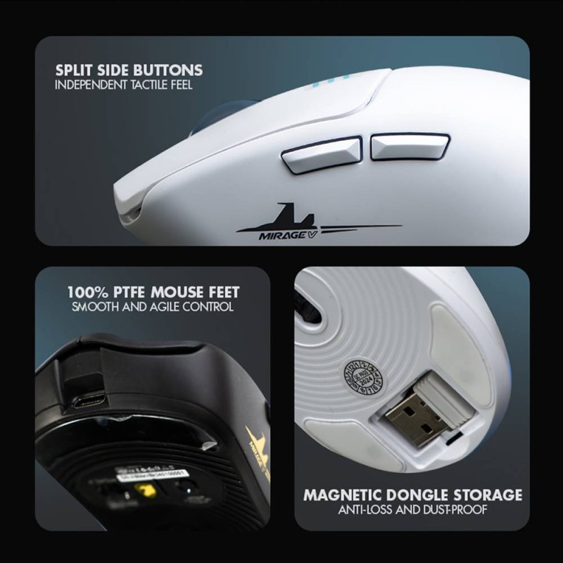 Armaggeddon Gaming Mouse - MIRAGE-V - Wired+2.4G+BT Recharge 5B White — Buy in Cyprus with Fast Delivery