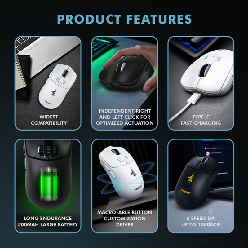 Armaggeddon Gaming Mouse - MIRAGE-V - Wired+2.4G+BT Recharge 5B White — Buy in Cyprus with Fast Delivery