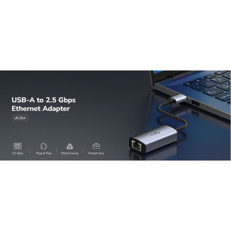 Cudy Converter - UE25A - USB-A to 2.5Gbe LAN Aluminium — Buy in Cyprus with Fast Delivery