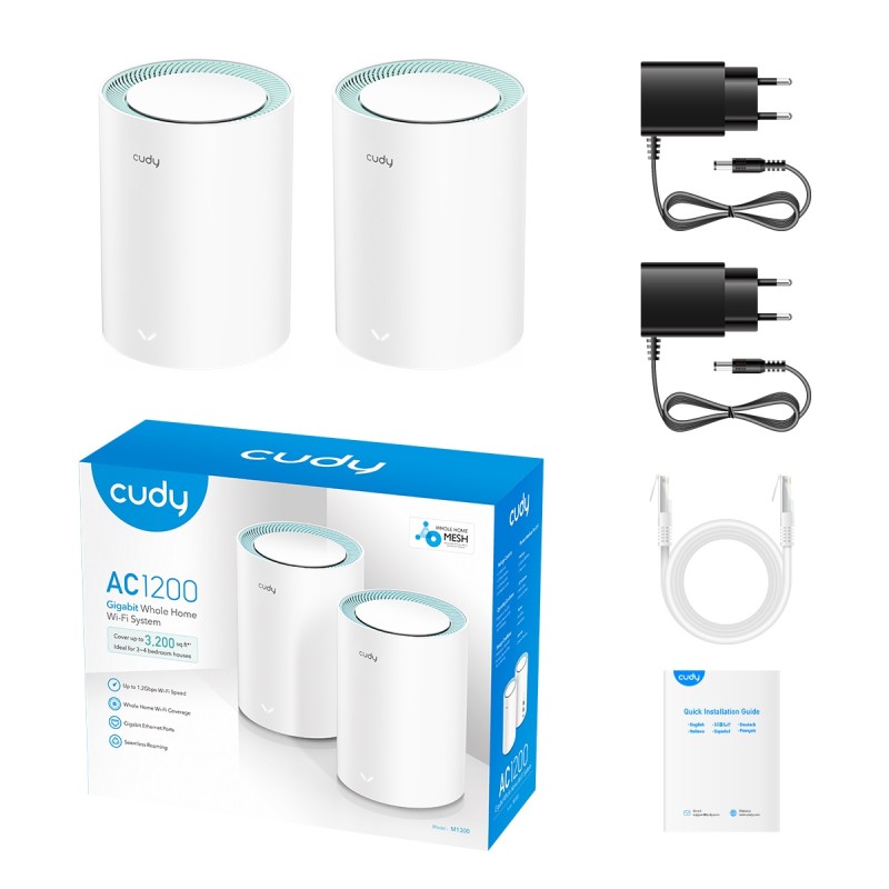 Cudy Mesh - M1300 - AC1200 Dual Band Gigabit Wi-Fi 2-Pack — Buy in Cyprus with Fast Delivery