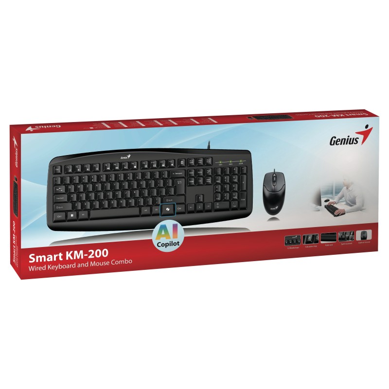 Genius Keyboard-Mouse Set - KM-200 - Wired, Russian — Buy in Cyprus with Fast Delivery