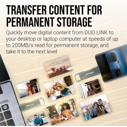 PNY Flash Drive Duo Link USB 3.2 Dual Connector OTG Capless Swivel 256GB Black FDI256DULINKTYC