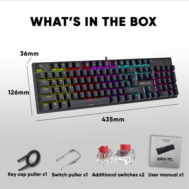 Armaggeddon Mechanical Gaming Keyboard - MKA-7C - Black 104 Keys Linear Red — Buy in Cyprus with Fast Delivery
