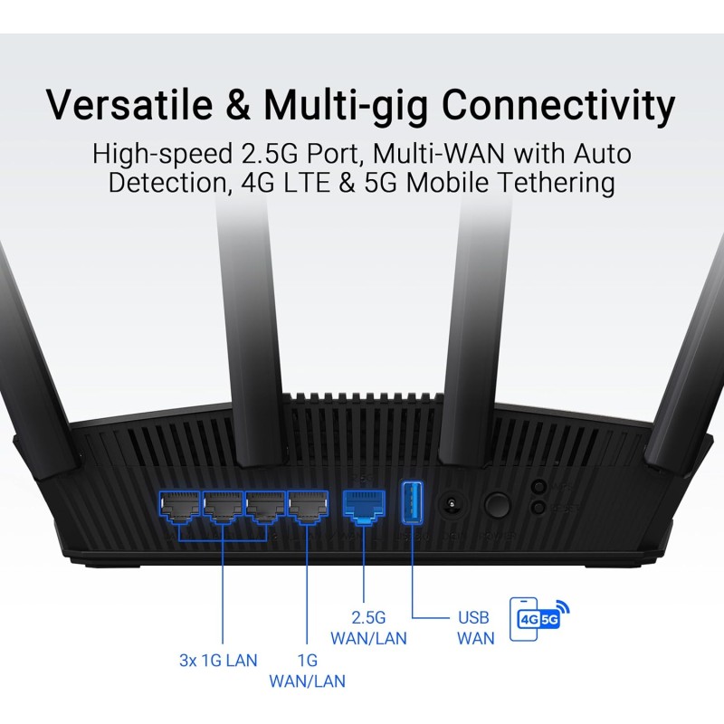 ASUS WLAN Router - BE3600 - Wi-Fi 7 Dual Band 2.5GbE VPNFusion USB RT-BE58U — Buy in Cyprus with Fast Delivery