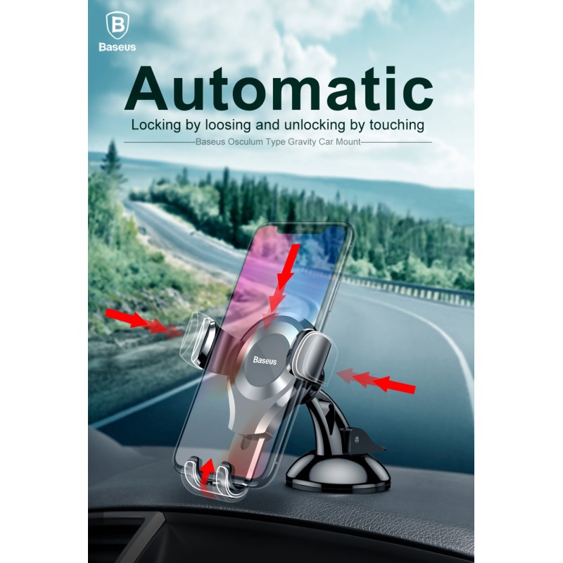 Baseus Osculum Type Gravity Dashboard Car Mount - SUYL-XP0S - Osculum Type Gravity Dashboard Car Mount Black