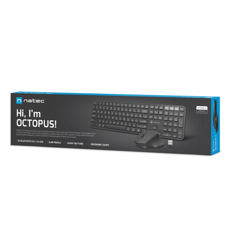 Natec Keyboard & Mouse Wireless Combo BT & 2.4GHz - OCTOPUS 2 - Wireless, BT & 2.4GHz — Buy in Cyprus with Fast Delivery