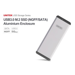 Unitek USB3.0 M.2 SSD SATA Aluminium Enclosure - Y-3365 - USB3.0 M.2 SSD SATA Aluminium Enclosure