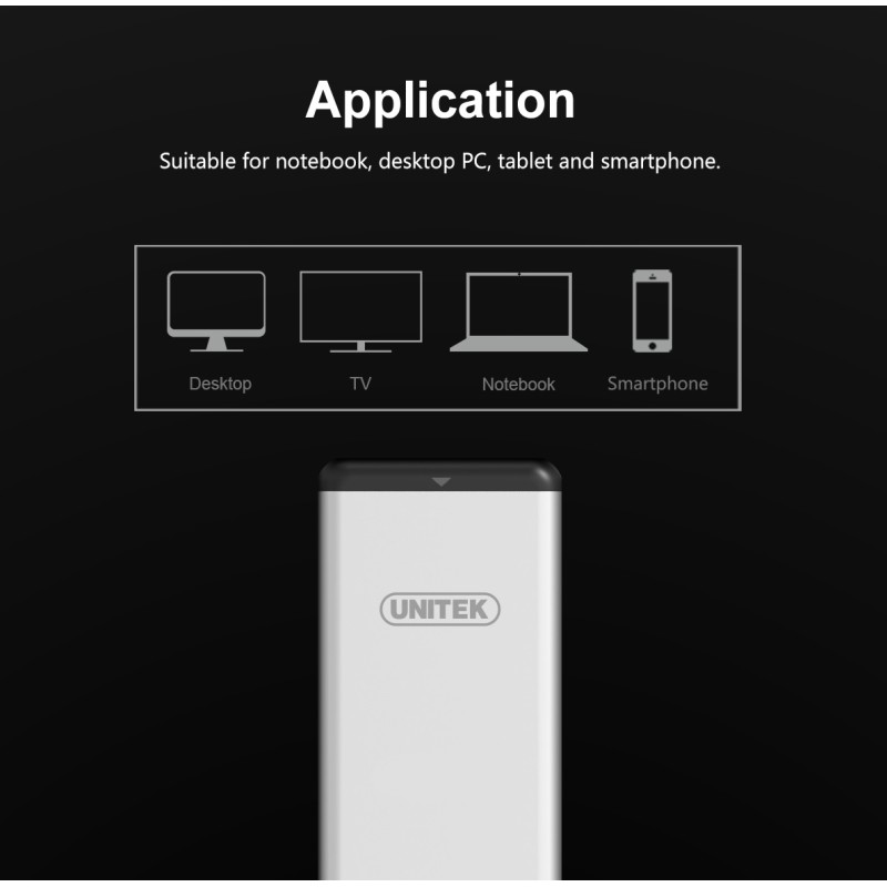 Unitek USB3.0 M.2 SSD SATA Aluminium Enclosure - Y-3365 - USB3.0 M.2 SSD SATA Aluminium Enclosure
