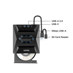 Unitek Optical External Drive & 5in1 USB Hub - T1037A - Optical External Drive & 5in1 USB Hub