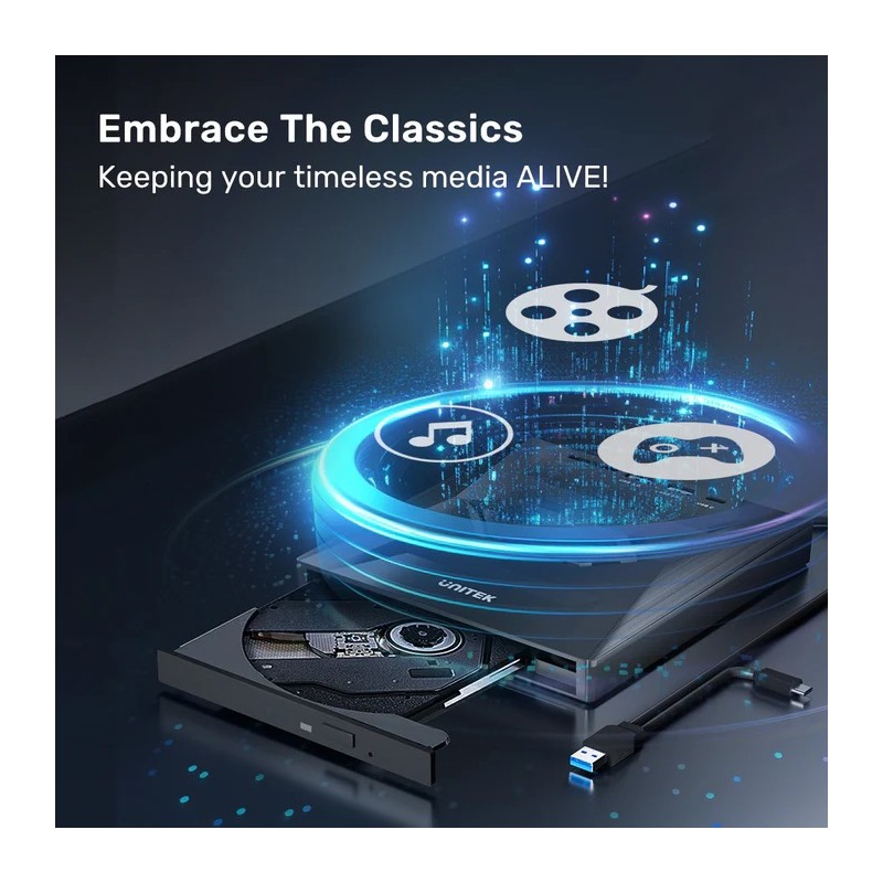 Unitek Optical External Drive & 5in1 USB Hub - T1037A - Optical External Drive & 5in1 USB Hub