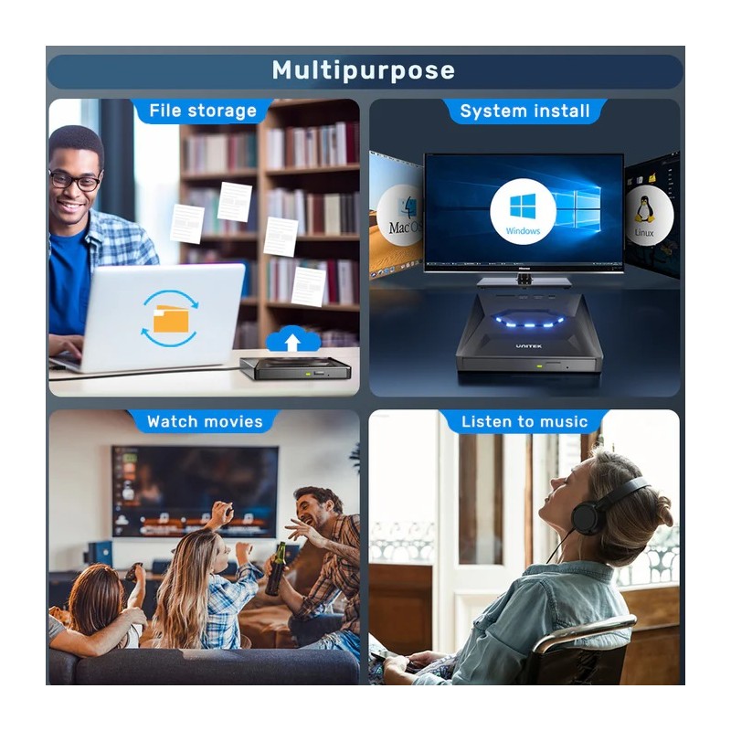 Unitek Optical External Drive & 5in1 USB Hub - T1037A - Optical External Drive & 5in1 USB Hub