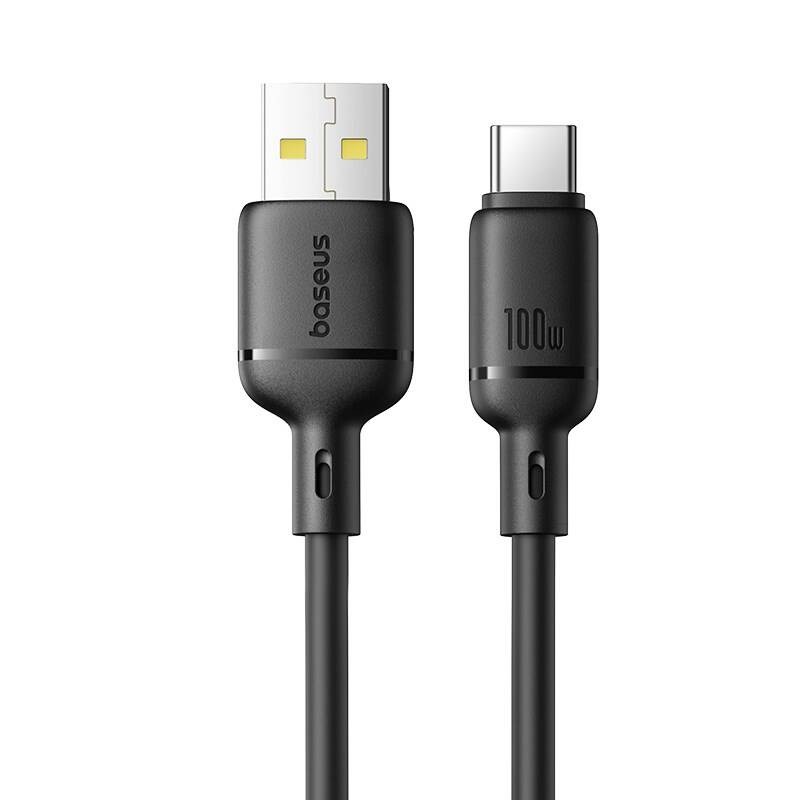 Baseus Cable USB-C to USB-A Silky Series - 1.0m - 100W - Black — Buy in Cyprus with Fast Delivery