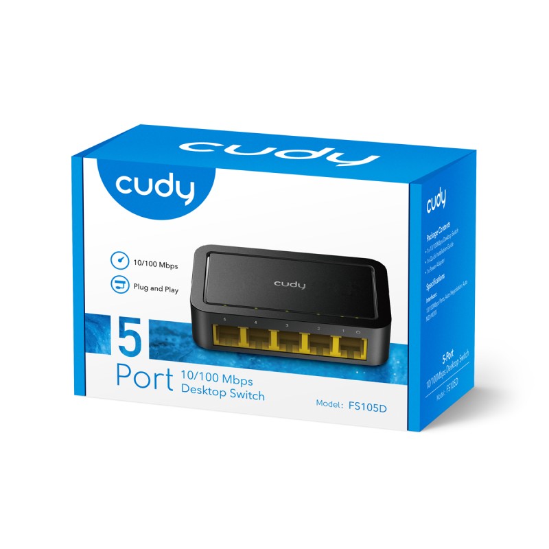 Cudy Desktop Switch - FS105D - 5-Port 10 100 Mbps Desktop Switch — Buy in Cyprus with Fast Delivery