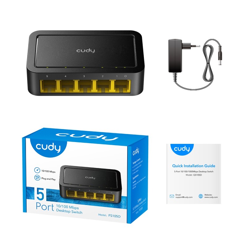 Cudy Desktop Switch - FS105D - 5-Port 10 100 Mbps Desktop Switch — Buy in Cyprus with Fast Delivery