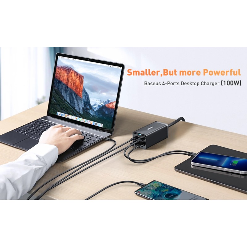 Baseus Charger Desktop - 100W 2C+2U EU Black — Buy in Cyprus with Fast Delivery