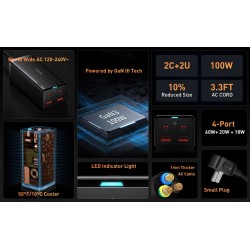 Baseus Charger Desktop - 100W 2C+2U EU Black — Buy in Cyprus with Fast Delivery