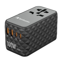 Verbatim Charger Travel Adapter World to World GAN III 100W 2xC 2xA UTA-06 — Buy in Cyprus with Fast Delivery