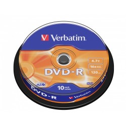 Verbatim DVD-R - 43523 - 4.7GB 16X 10-Pack Spindle Matt Silver — Buy in Cyprus with Fast Delivery