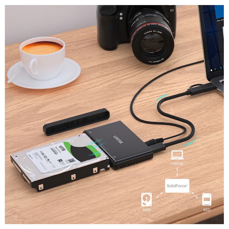 Unitek SolidForce+ USB3.2 M2 NVMe Enclosure w SATA III Adapter - S1222A - USB3.2 M2 NVMe Enclosure w SATA III Adapter