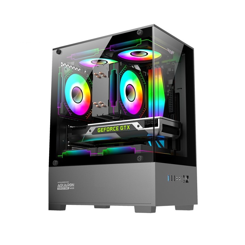 Armaggeddon Gaming Case - M-ATX AQUARON Duplex ONE Black + 3xARGB — Buy in Cyprus with Fast Delivery