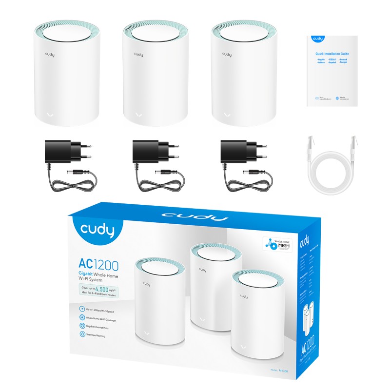 Cudy Whole Home Mesh AC1200 Dual Band Gigabit Wi-Fi - M1300 - 3-Pack — Buy in Cyprus with Fast Delivery