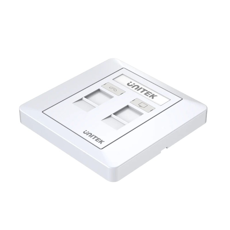 Unitek Network Wall Plate - T013A - Dual Port — Buy in Cyprus with Fast Delivery