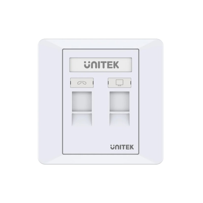 Unitek Network Wall Plate - T013A - Dual Port — Buy in Cyprus with Fast Delivery