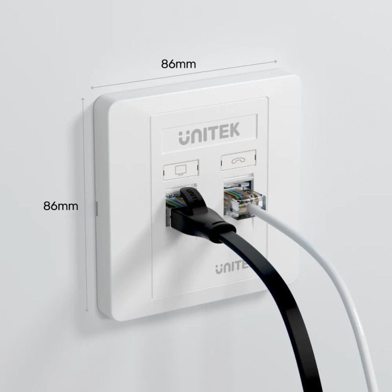 Unitek Network Wall Plate - T013A - Dual Port — Buy in Cyprus with Fast Delivery