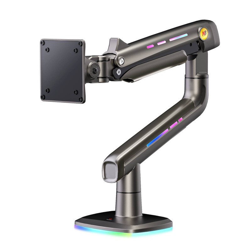NBMounts Monitor Desk Mount - F5 - Gaming Series Single Arm RGB Monitor Desk Mount Heavy Duty up to 20kg