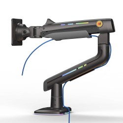 NBMounts Monitor Desk Mount - F5 - Gaming Series Single Arm RGB Monitor Desk Mount Heavy Duty up to 20kg