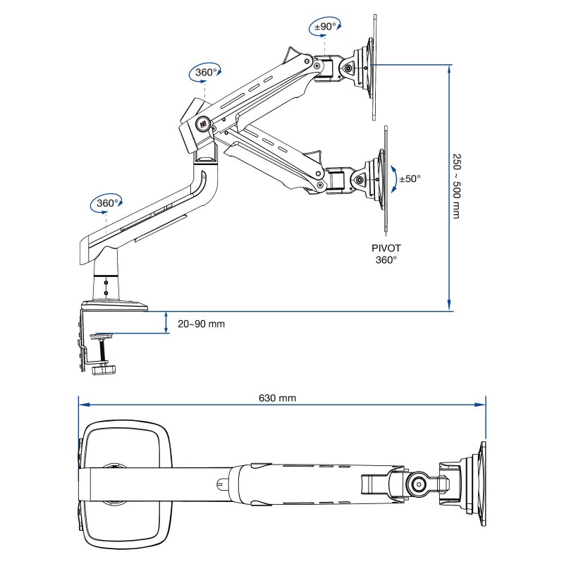 NBMounts Monitor Desk Mount - F5 - Gaming Series Single Arm RGB Monitor Desk Mount Heavy Duty up to 20kg