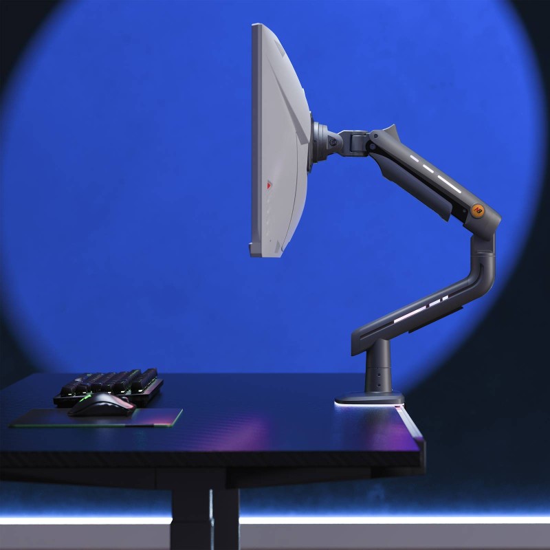 NBMounts Monitor Desk Mount - F5 - Gaming Series Single Arm RGB Monitor Desk Mount Heavy Duty up to 20kg