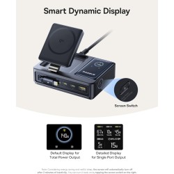 Baseus NOMOS - 5in1 Desktop 140W Wired & Wireless Charger Qi2 3xUSBC+1A with LED Display UK Plug