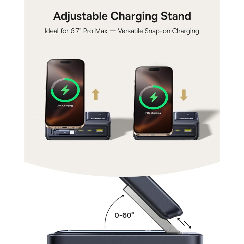 Baseus NOMOS - 5in1 Desktop 140W Wired & Wireless Charger Qi2 3xUSBC+1A with LED Display UK Plug
