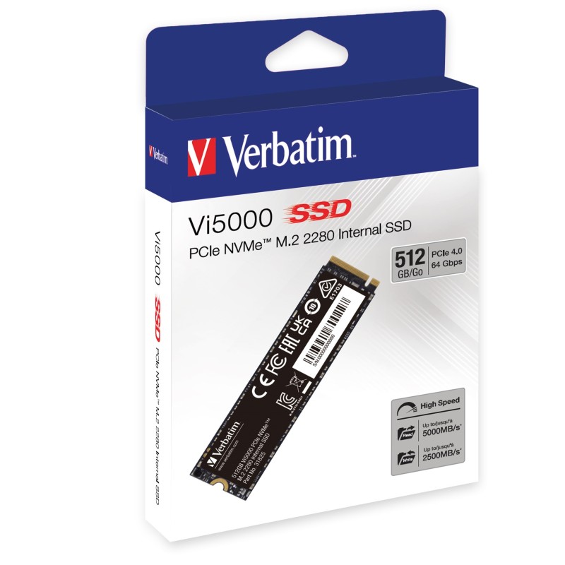 Verbatim Vi5000 512GB M.2 NVMe SSD - PCIe 4.0 x4 5000 MB/s - 49351 (Boxed) — Buy in Cyprus with Fast Delivery