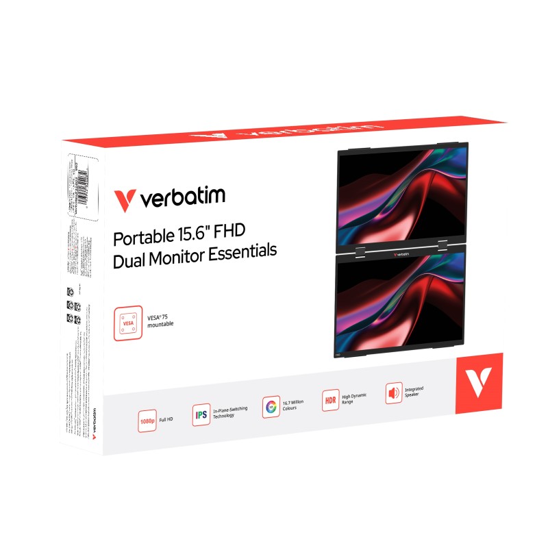 Verbatim Monitor Portable 2 x 15.6'' Full-HD Monitors - Portable, 2 x 15.6'', Full-HD — Buy in Cyprus with Fast Delivery