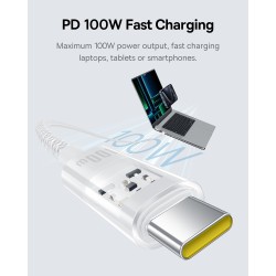 Baseus Cable USB-C to USB-C Gem Series - 100W 2.0m White — Buy in Cyprus with Fast Delivery