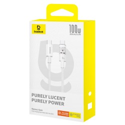 Baseus Cable USB-C to USB-C Gem Series - 100W 2.0m White — Buy in Cyprus with Fast Delivery