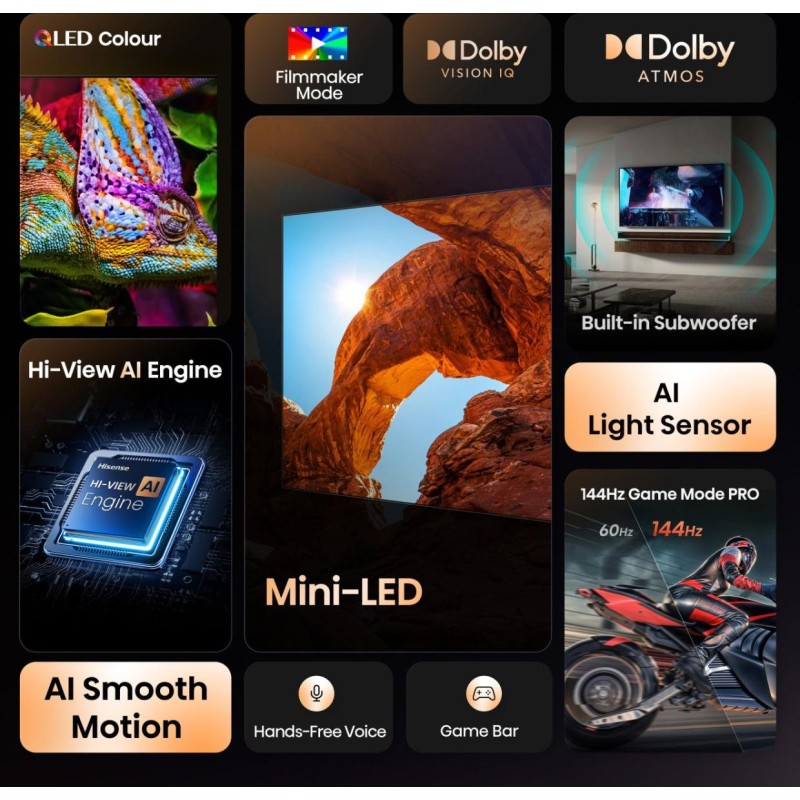 Hisense TV - 65U7Q - 65'' 4K Smart QLED MINI LED 144hz TV — Buy in Cyprus with Fast Delivery