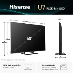 Hisense TV - 65U7Q - 65'' 4K Smart QLED MINI LED 144hz TV — Buy in Cyprus with Fast Delivery