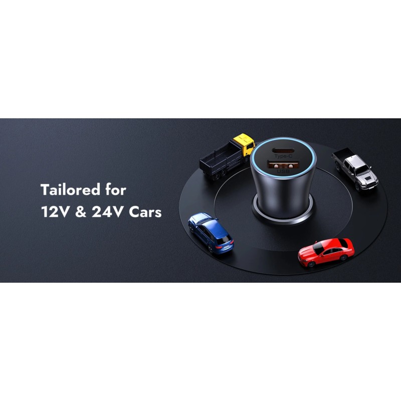Baseus Golden Contactor Max Car Charger - C+C 60W Dark Gray — Buy in Cyprus with Fast Delivery