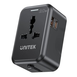 Unitek Universal Travel Charger - P1120A - 20W USBC+USBA Black — Buy in Cyprus with Fast Delivery