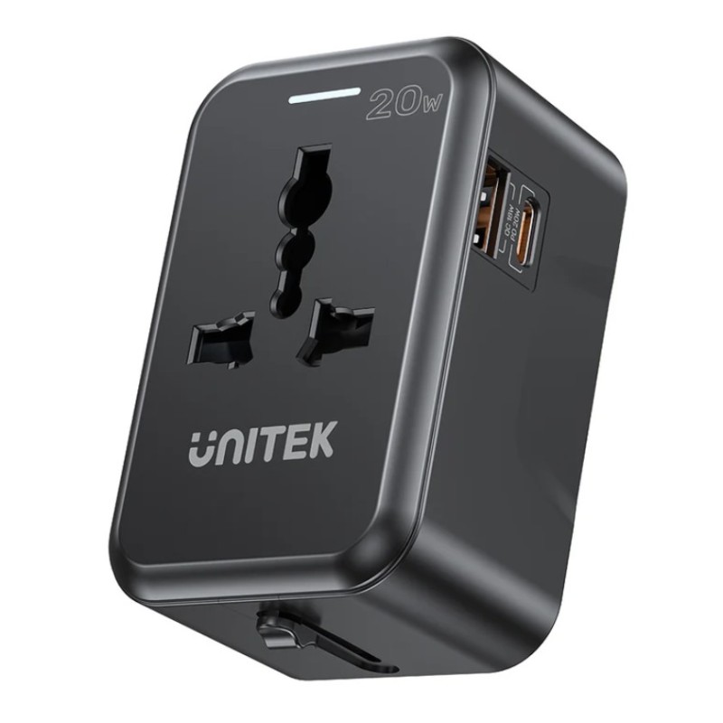 Unitek Universal Travel Charger - P1120A - 20W USBC+USBA Black — Buy in Cyprus with Fast Delivery