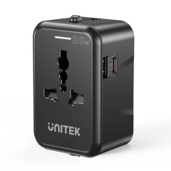 Unitek Universal Travel Charger - P1120A - 20W USBC+USBA Black — Buy in Cyprus with Fast Delivery