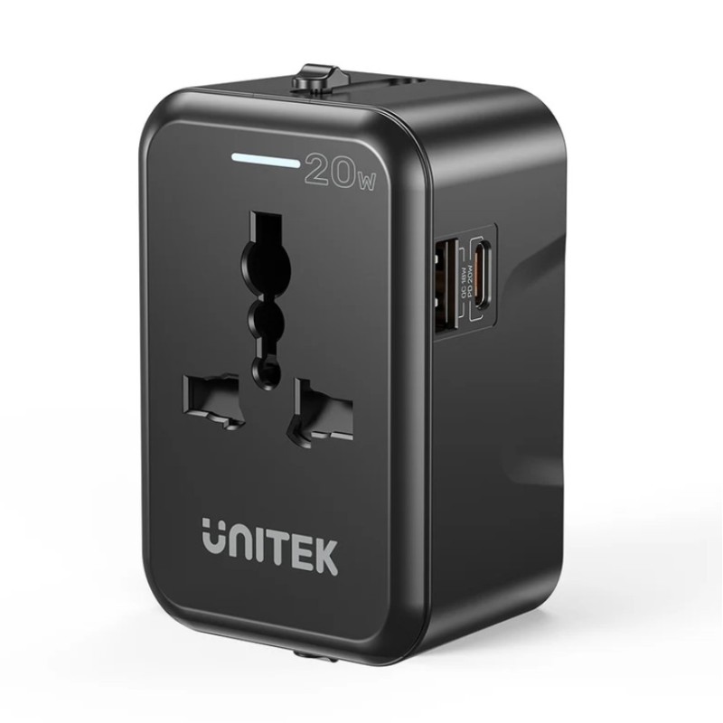 Unitek Universal Travel Charger - P1120A - 20W USBC+USBA Black — Buy in Cyprus with Fast Delivery