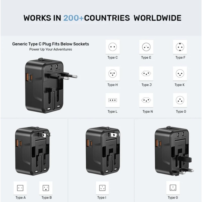 Unitek Universal Travel Charger - P1120A - 20W USBC+USBA Black — Buy in Cyprus with Fast Delivery