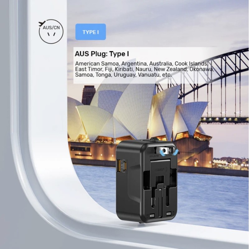 Unitek Universal Travel Charger - P1120A - 20W USBC+USBA Black — Buy in Cyprus with Fast Delivery